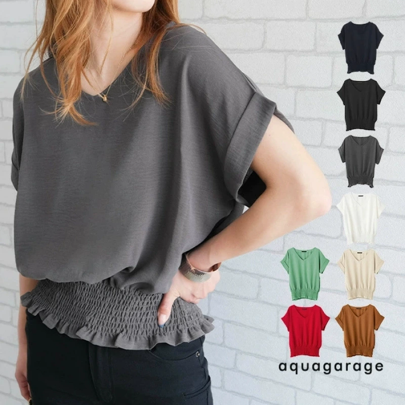 Летние топы 2025 года для женщин из Японии и Кореи, однотонные, с V-образным вырезом, универсальные, утягивающие талию, дышащие, однотонные.