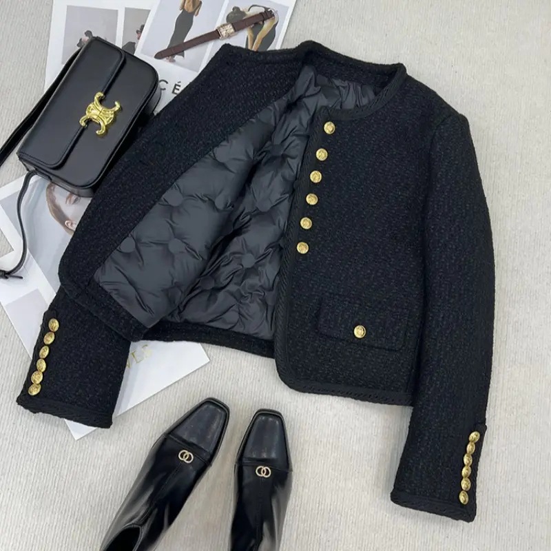 Cotton Top Women's 2024 Winter New Arrival Hardware Girl's Wear Tall French Tweed Chanel Style Short Coat