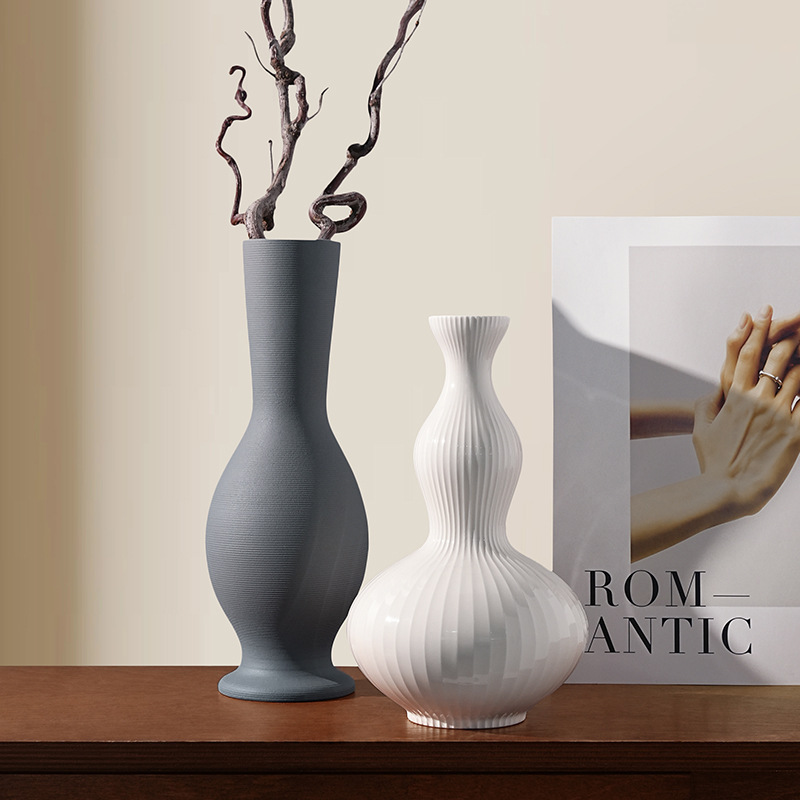 Behanmei レトロセラミック花瓶装飾品、アンティークリビングルームフラワーアレンジメント、ハイエンド景徳鎮ドライフラワー禅フラワーアレンジメント|undefined