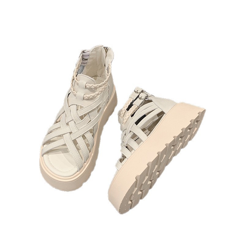 8 cm de aumento de altura sandalias de verano 2025 nuevo estilo exterior casual versátil muffin grueso con sandalias romanas