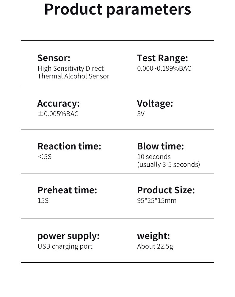 酒精测试仪吹气式检测仪交通测酒器便携高精度充电酒精浓度测量仪详情15