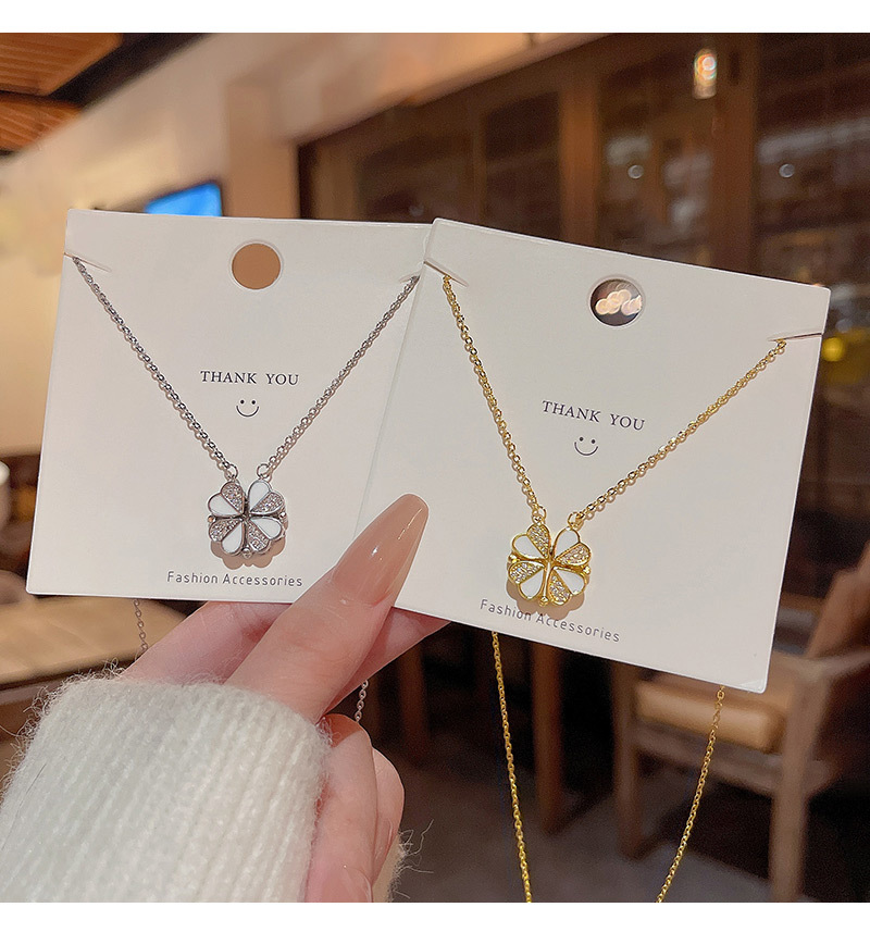 Fashion Flower Titanium Steel Plating Zircon Pendant Necklace 1 Piece