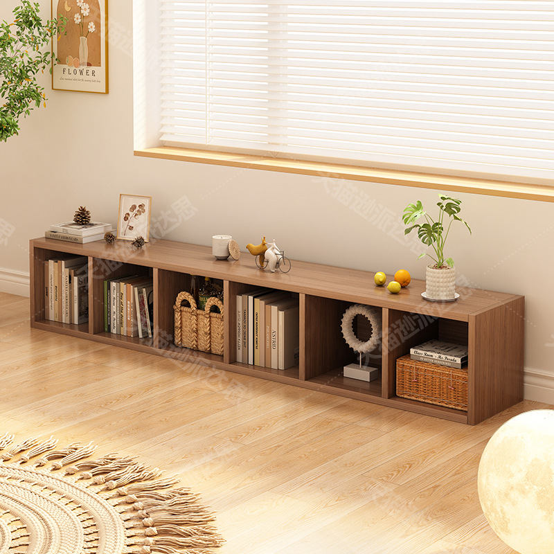 Japanese-Style Solid Wood Bay Window Cabinet, Can Be Used as a Seating Area, Home Bookshelf, Storage Rack, Floor-Standing Low Bookcase, Balcony Storage Cabinet, Storage Cabinet