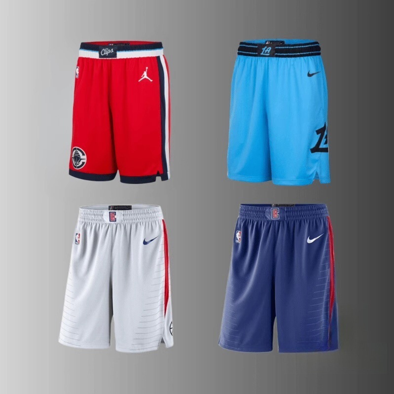 Clippers Men's Shorts George Leonard City Edition Sports Training Game Heat-Pressed Basketball Shorts Sw