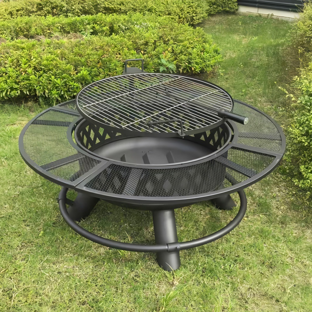 El patio puede girar la parrilla de barbacoa de elevación de doble capa, la estufa de carbón redonda, el horno de té, la fiesta de la hoguera