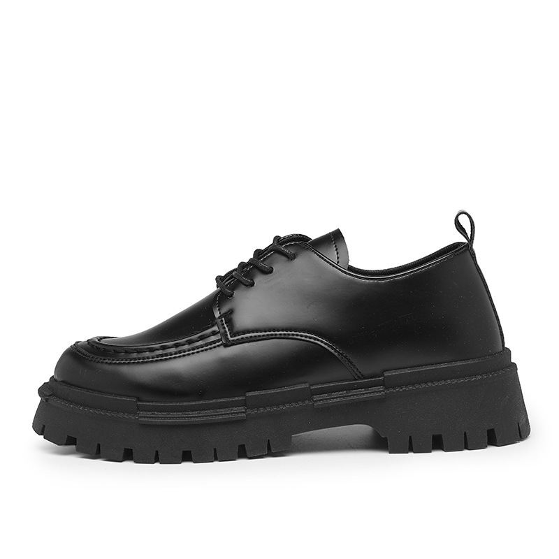 Zapatos de cuero de otoño para hombres Casual Derby vestido de negocios de alto nivel cabeza grande boda novio pies anchos peluqueros estilo de Hong Kong