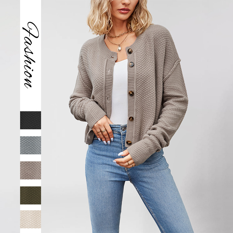 2026 Amazon Autumn and Winter New Women's Knit Cardigan European and American Style Single-Breasted Commuter Knit Cardigan Jacket 2026 Amazon Autumn and Winter New Women's Knit Cardigan European and American Style Single-Breasted Commuter Knit Cardigan Jacket