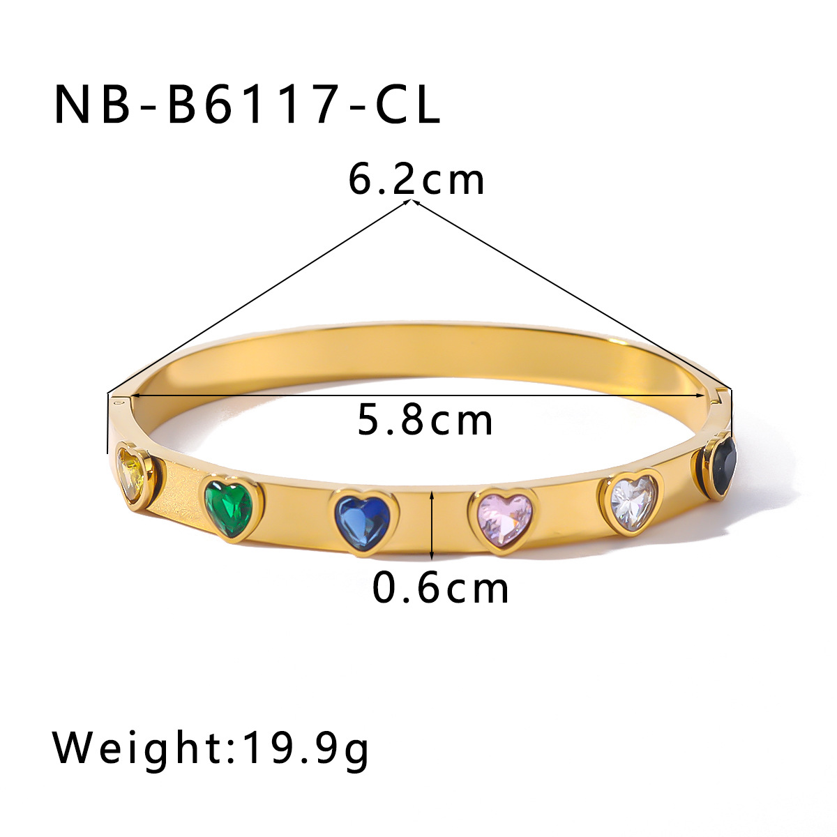 Shiny, IG Style Style PVD Coated 18K Gold Real Gold Plated Heart Shape 304 Stainless Steel Shiny IG Style Waterproof Non Tarnish 304 Stainless Steel Bangle