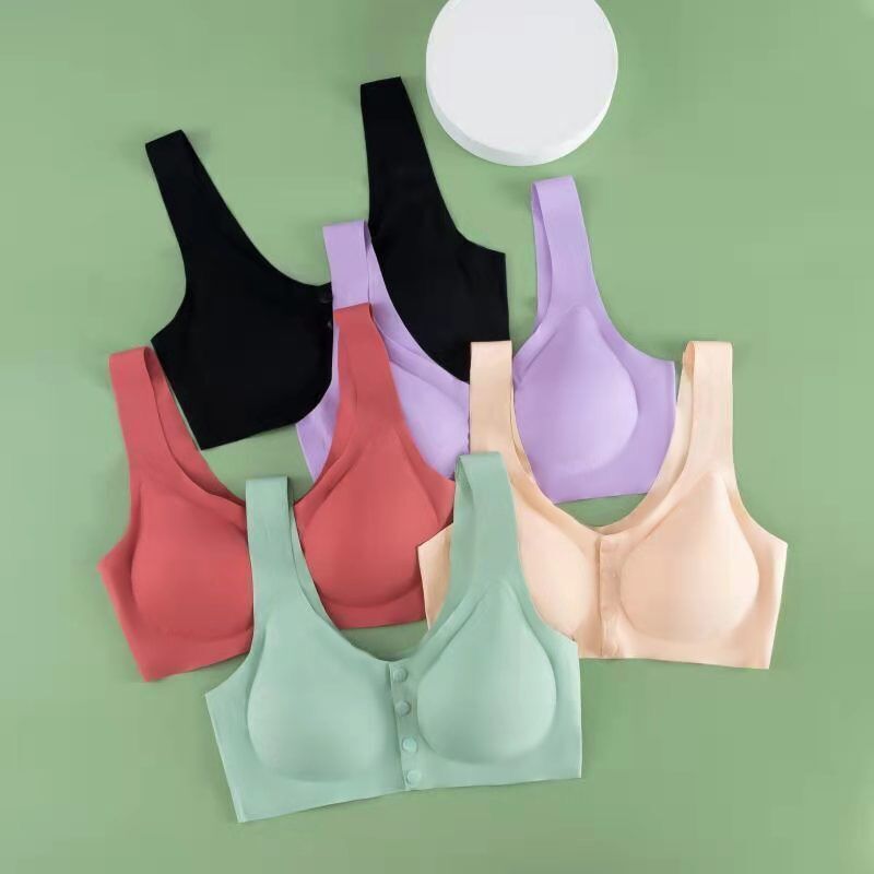 수유 전면 버클 속옷 상단 지원 라텍스 브라 얇은 원활한 스틸 링-무료 수유 다시 플러스 사이즈 조끼 속옷