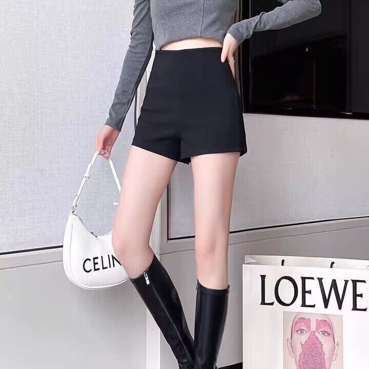 Suit shorts women's straight simple A- line shorts fashionable dancing performance style Micro elastic shorts ins slim fit sports boots pants