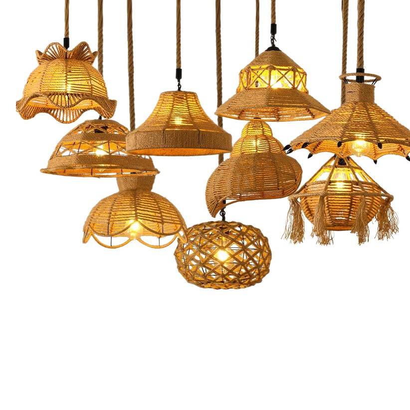 Cuerda de cáñamo araña bolso mongol creativo estilo industrial retro hierro ropa leche té Hotel lámparas personalizado restaurante bar contador