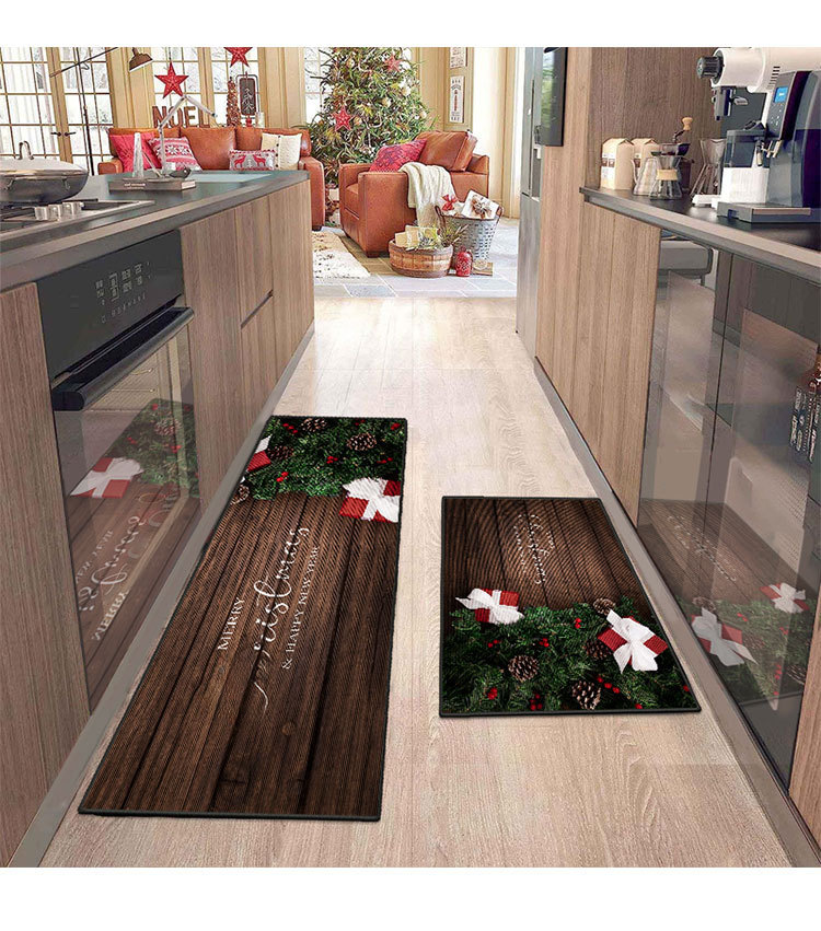 Julefest Feriedekoration Køkken Gulvmåtte Xuan Tube Smudsafvisende fodmåtte Indgangsdør dekoration dørmåtte Badeværelsesmåtte_voghion.com