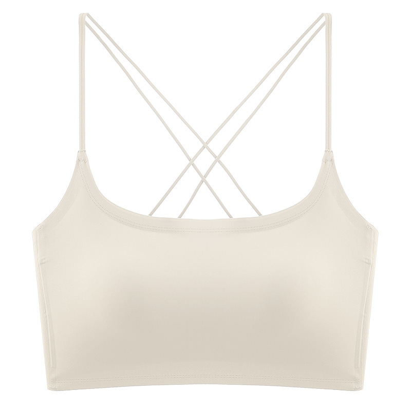 6037 línea cuello cuadrado taza fija top de tubo hermosa espalda cruzada ropa interior sin costuras textura de seda de hielo sujetador fino transpirable