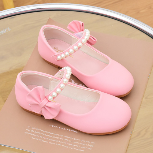 Children's White Princess Soft Sole School Shoes for Kids, Spring and Autumn Season Baby Girl Shoes, Single Strap, for Children and Performances