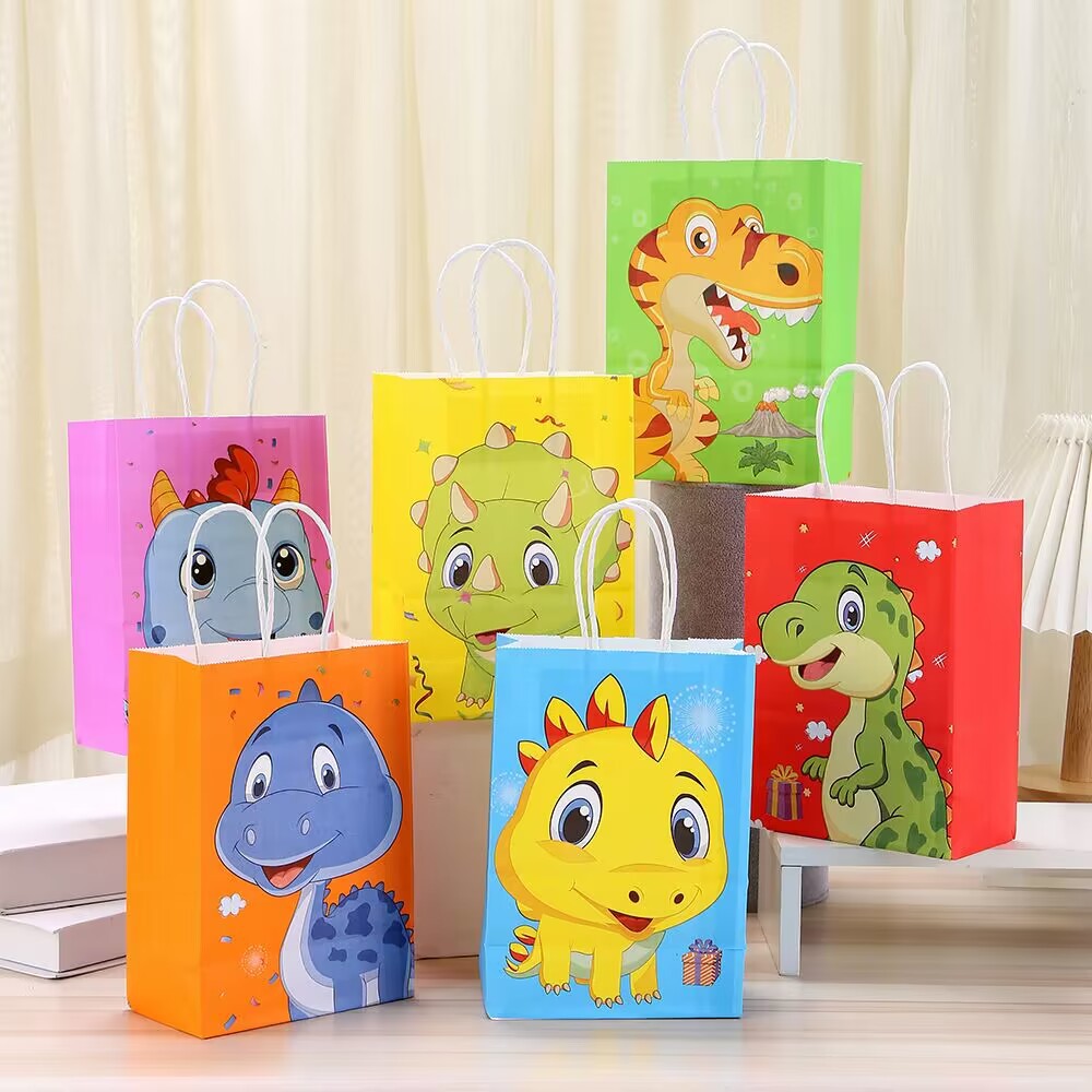 新款小恐龙儿童手提袋卡通动漫糖果包装袋创意商场购物牛皮纸袋