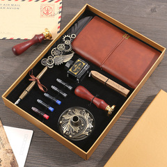 創意羽毛筆套裝 抽墨管鋼筆羽毛簽字筆禮品 企業禮品筆套裝可刻字