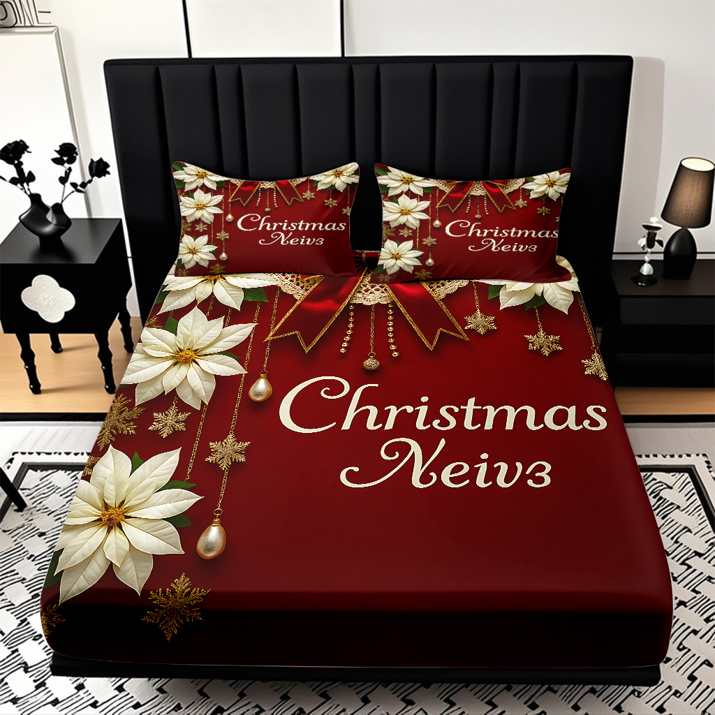 TEMU / JIT nuevos productos transfronterizos adorables series de Navidad molido HD impresión digital cama de cama Kasa set ropa de cama