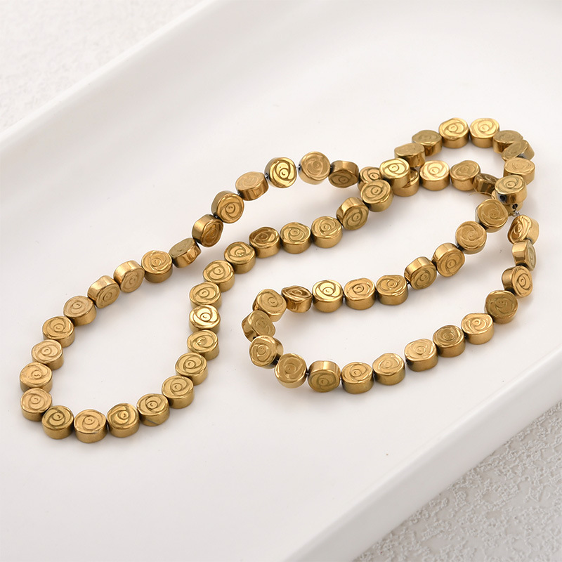 Black gallstone plated with real gold, color-retaining starburst shell rose spacer beads, DIY handmade beaded bracelet and necklace accessories