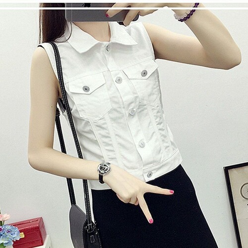 New Arrival Cute & Fresh Style Casual Denim Vest for Women—Available in Plus Sizes Up to 200 lbs