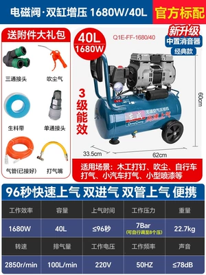 Compressor for Painting, Woodworking, Air Compressor - copper-40l-1680w70-seconds-for-inflation-dual-air-intake-with-solenoid-valve-dust-blowing-and-inflating-kit