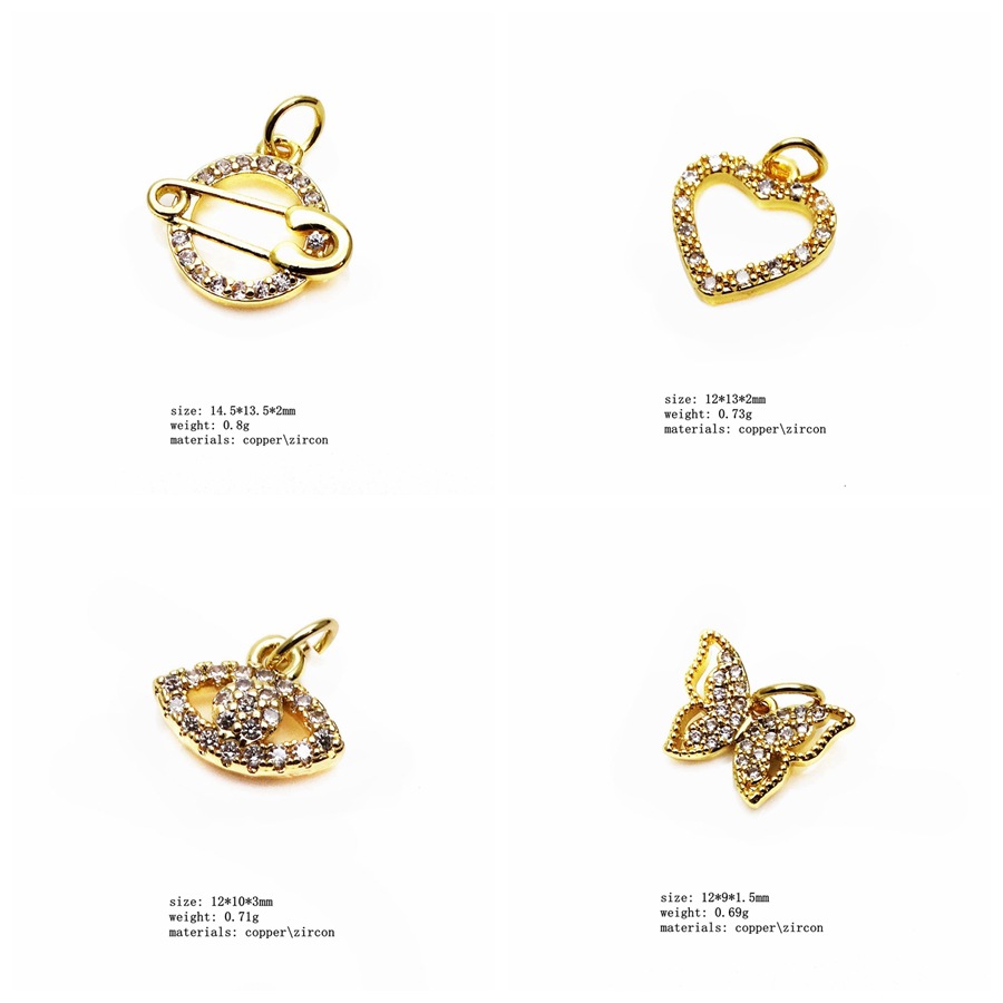 2g Weight Pendant Jewelry Making Type Zircon Inlay Material DIY Jewelry Accessories Classification 1 Piece Quantity Copper Material Leaf, Heart Shape, Bow Knot Pattern Inlay Design Simple Style Style 1 Piece Copper Zircon Leaf Heart Shape Bow Knot Pendant 7