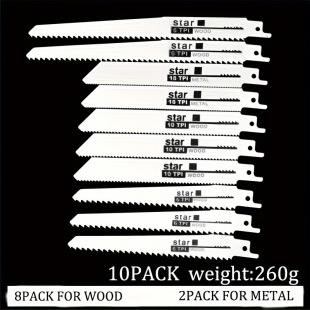 10 piece set reciprocating saw blade kit metal wood plastic PVC pipe cutting saw blade trimming blade