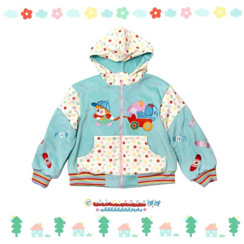 Fleece-Lined, Cute and Playful Rainbow Crayon Painter Panda Dopamine-Style Autumn and Winter Color-Blocked Hooded Cardigan