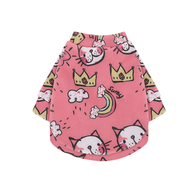 Ropa para mascotas transfronteriza ropa para gatos transpirable lindo Otoño e Invierno perro de peluche de dibujos animados para mascotas graffiti ropa para mascotas