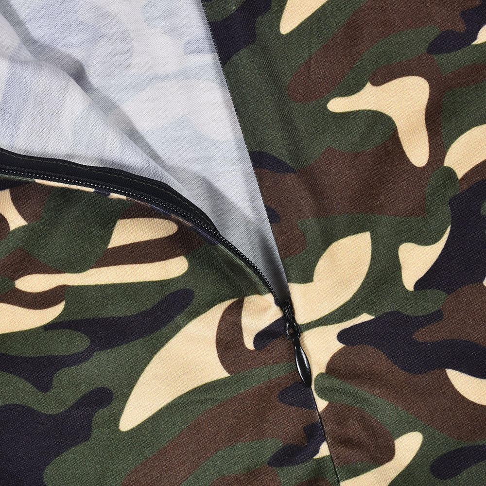 Autumn Winter Camouflage Sexy round Neck One Piece Sleeveless Long Tight Jumpsuit