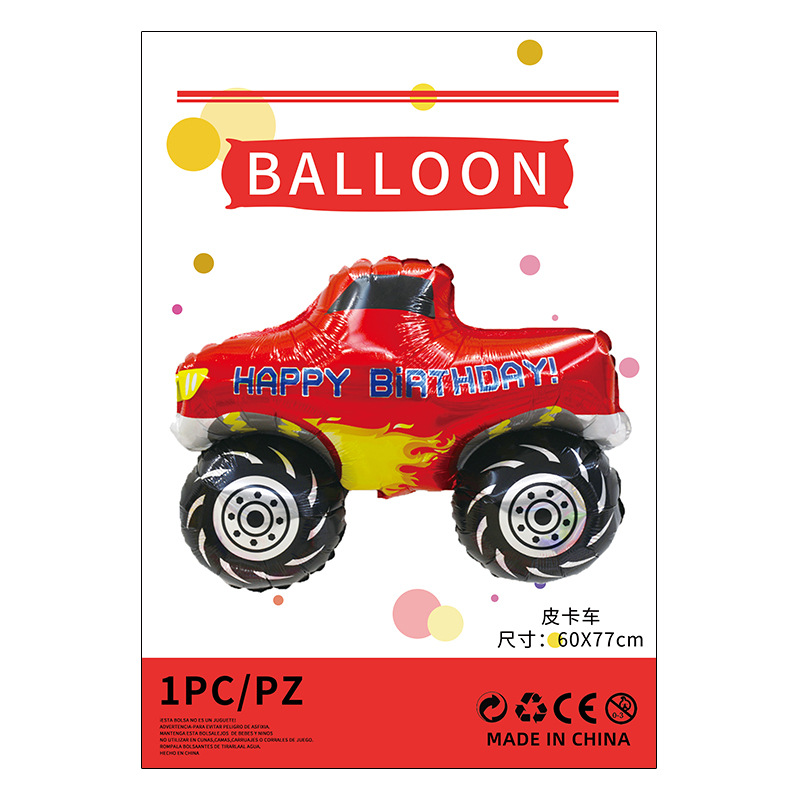 Herramientas de transporte globo de película de aluminio embalaje independiente camión de bomberos ingeniería vehículo avión juguete para niños globo de película de aluminio al por mayor