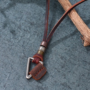 Europe and the United States cross-border men's leather sweater chain retro simple metal triangle high-end leather necklace jewelry men