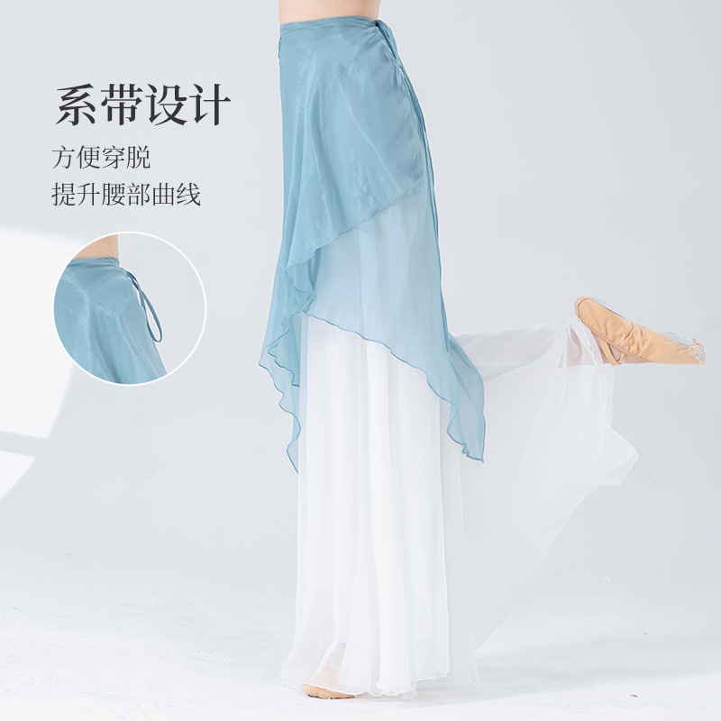 女性用クラシックダンスパンツ、古代風ワイドレッグパンツ、パフォーマンスステージ衣装、練習着、中国現代民族舞踊エレガントガーゼパンツ|undefined