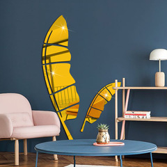 JM658 Amazon Foreign Trade Cross-border Acrylic New Style Feather Dressing Mirror Wall Sticker Living Room Bedroom Decoration 