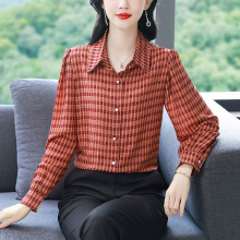 2025年秋季新款韩版时尚减龄长袖雪纺气质大码衬衣洋气小衫女外穿