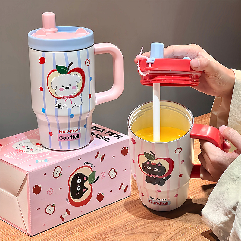 Copa Bingba, revestimiento de cerámica, termo, 2025, nuevo regalo de taza de agua con pajita para mujer de gran capacidad y alto valor para mujer