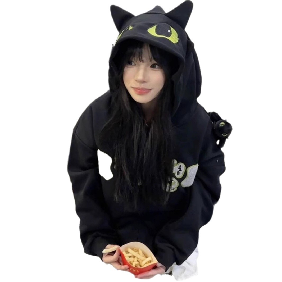3 차원 치과없는 귀여운 후드 카디건 스웨터 여성의 봄 가을과 겨울 디자인 센스 칼리지 캐주얼 올 매치 재킷