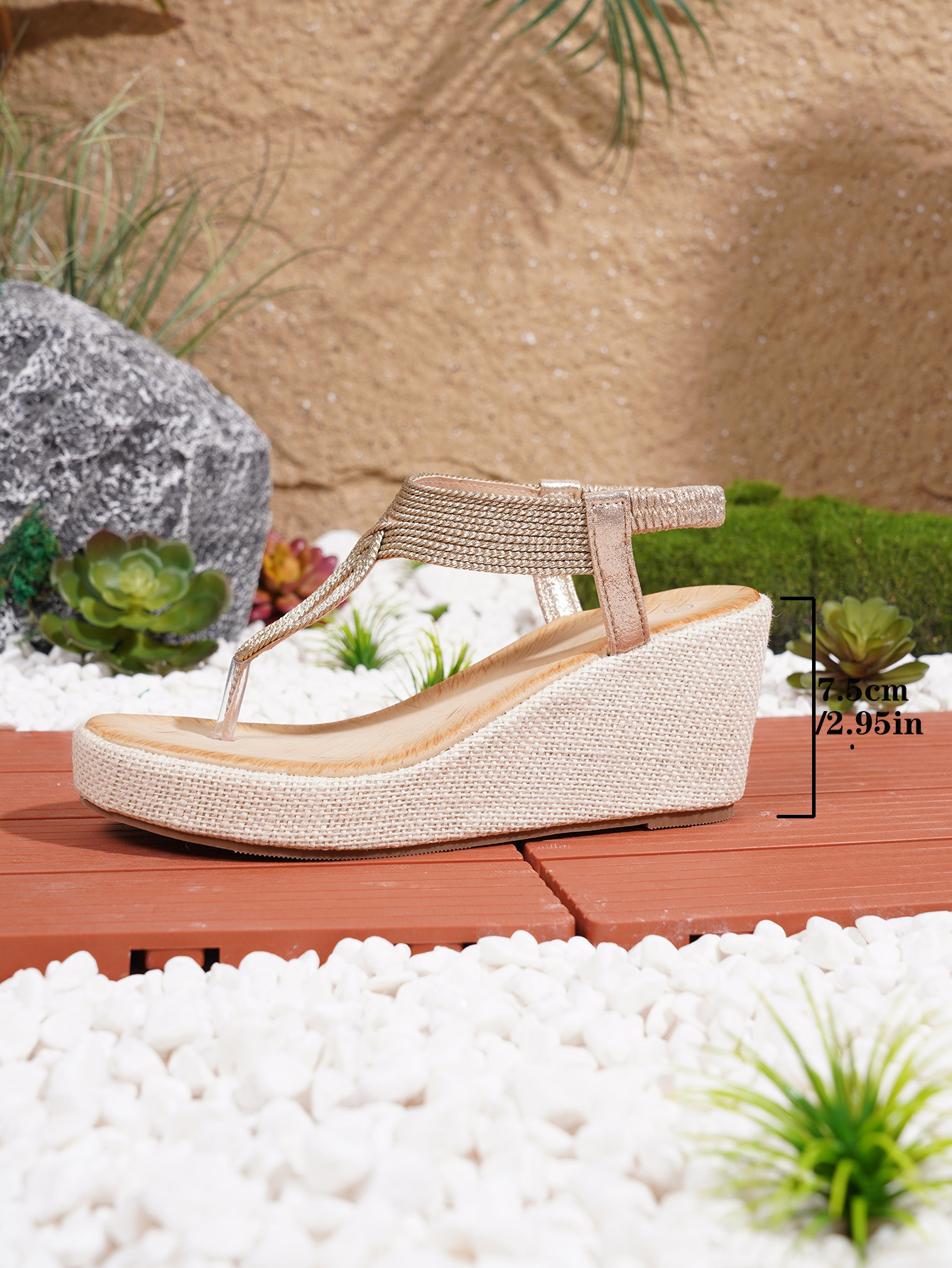 Bohemian Embroidered Wedge Sandals Thick Soled Height Increasing_voghion.com