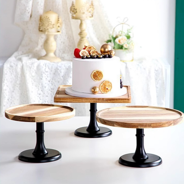 Nueva distribución transfronteriza de té de la tarde de madera de amor de estilo chino, mesa de postres, bandeja de pastel de frutas altas de madera maciza