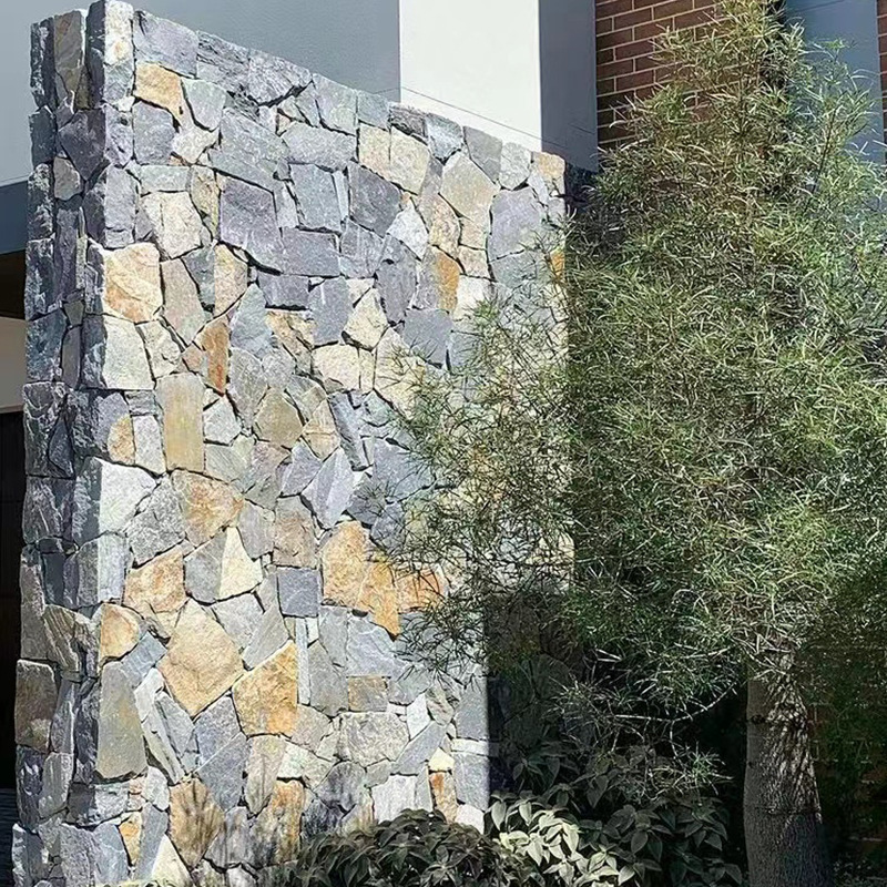 天然石材户外毛石外墙砖花园不规则乱石片铺地碎拼石 太行山片石