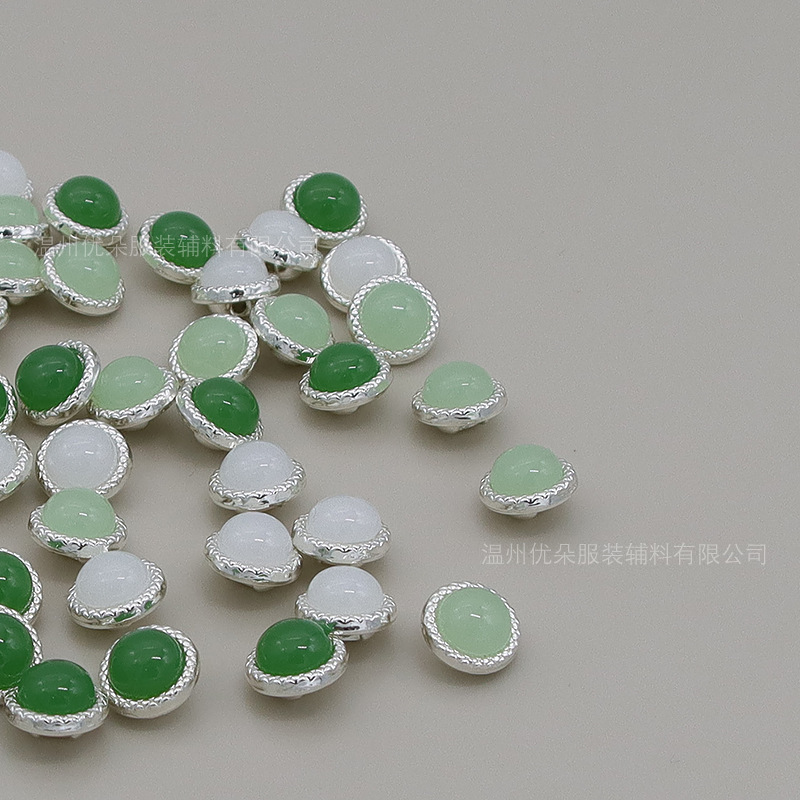Metal Cheongsam Jade Green Shirt Buttons Clothing Buttons Versatile Women's Decorative Sweaters Cardigans Knitwears High-End Wholesale