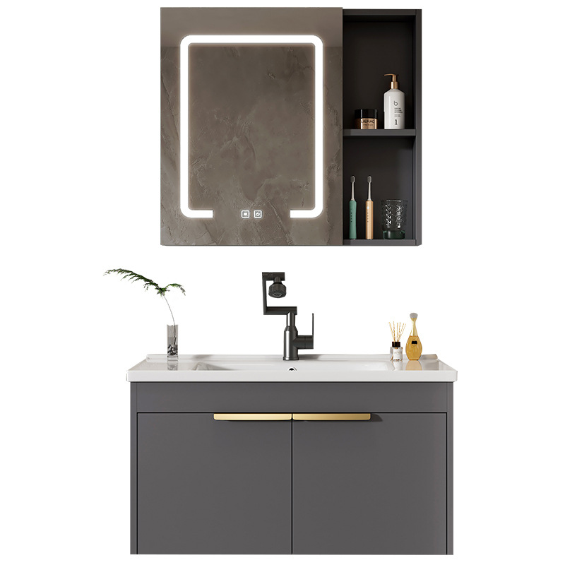 Moderno espacio simple gabinete de baño de aluminio lavabo combinado lavabo cerámico lavabo lavabo lavabo