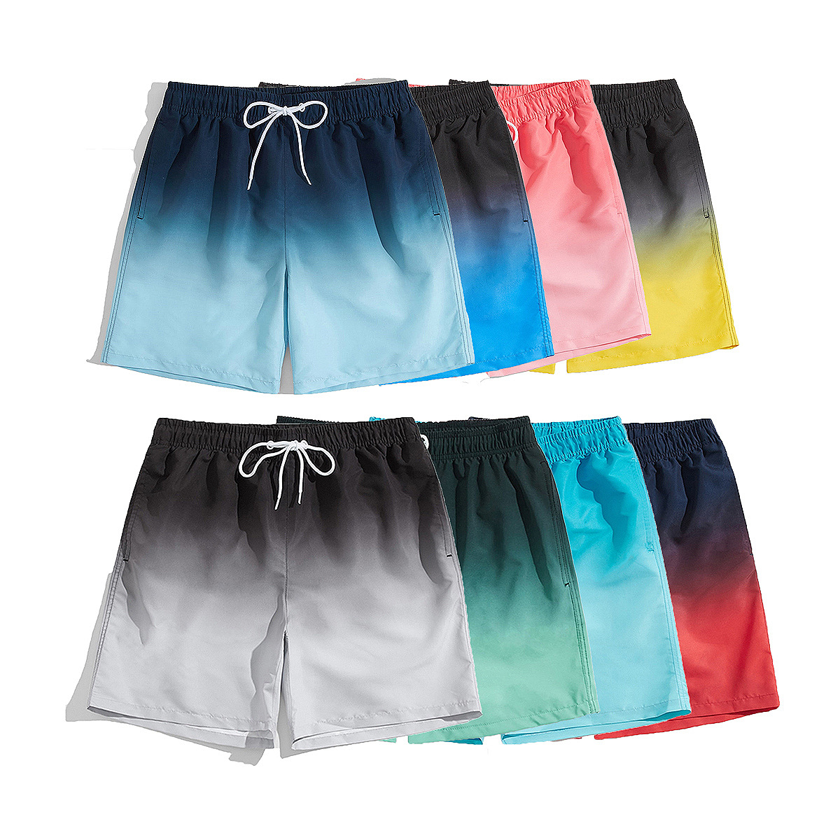 Gradient Color Swimming Trunks Men's Adult Anti-Embarrassment Amazon Foreign Trade Loose Quick-drying Casual Beach Pants Men's Fashionable Handsome