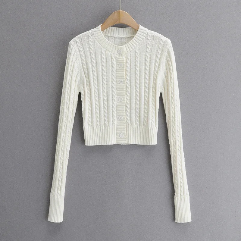 spring and autumn knit long-sleeved small cardigan short single-breasted sweater NSAC24841