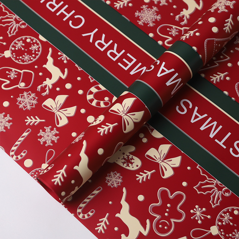 Papel de Envoltura Impermeable de Navidad para Flores y Regalos de Película Perlada