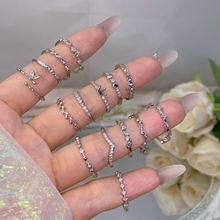 高级真金电镀s925纯银戒指女简约百搭细小排戒开口锆石保色指环