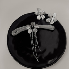 小众设计感金属花朵流苏项链 轻奢纯欲风气质锁骨链 花朵耳环