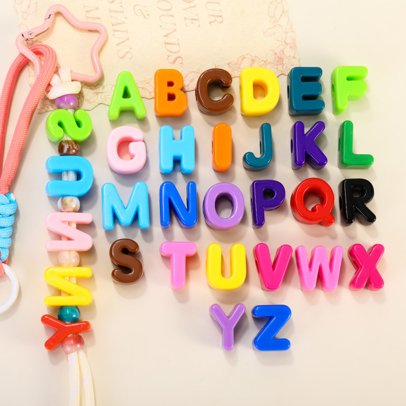 Colorful Acrylic Large Hole English Letter Beads Loose Beads DIY Jewelry Accessories Bracelet Accessories Handmade Materials