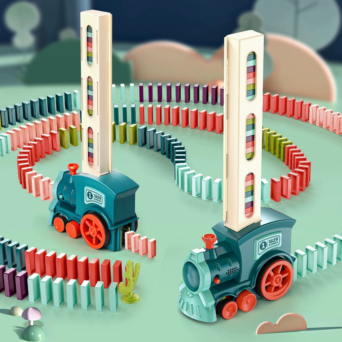 Children's constructor, automatic dominoes, electric electric car, train, smart toy, (Cross-border trading)