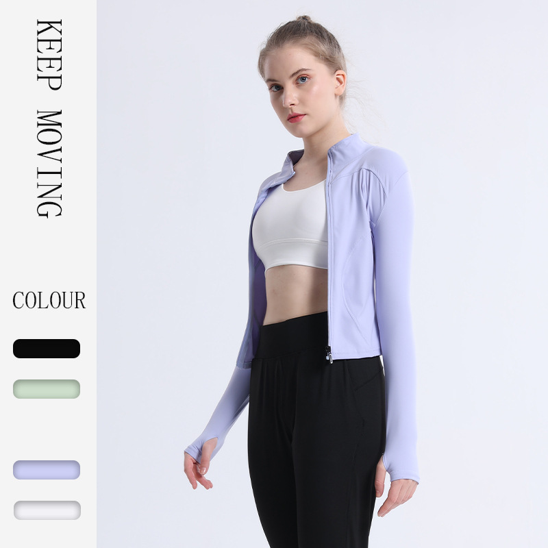 lulu yoga Jacket zipper run motion Fitness wear jacket Long sleeve leisure time Show thin yoga Bodybuilding coat