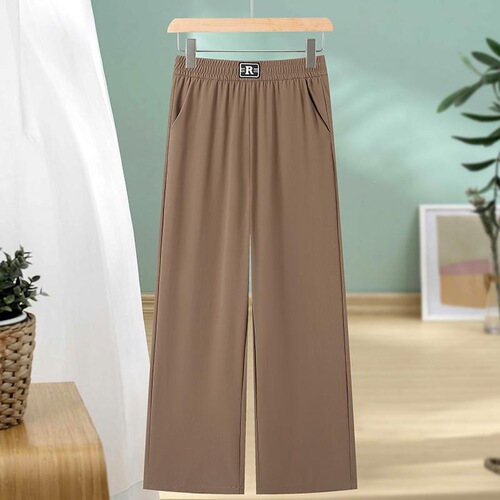 Summer new middle-aged and elderly mother's loose large size straight and wide-leg casual women's pants show slimming and all-matching temperament thin style